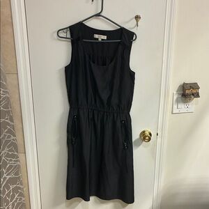LOFT Black Midi Dress with Drawstring Detail in Sz 6